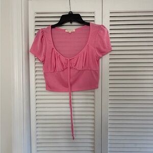 Elegant Pink Crop Top with Tie Front